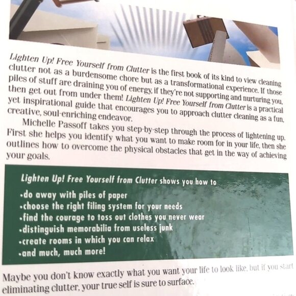 3/$20 Lighten Up Free Yourself from Clutter Self Help Hardcover Book - Picture 4 of 15